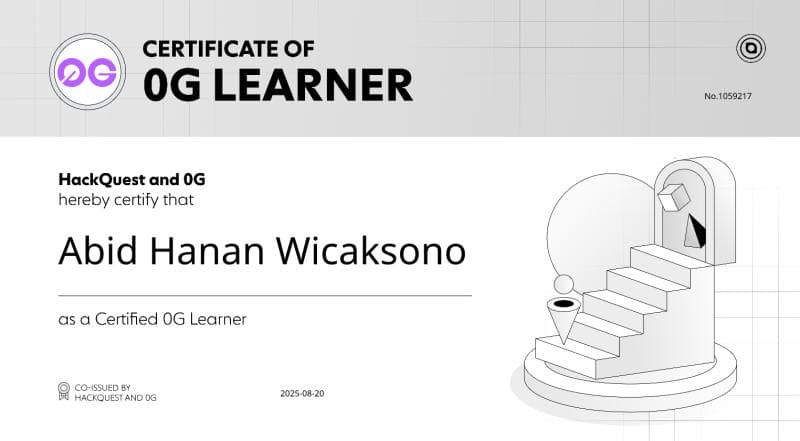 Certificate Certificate of 0G Learner
