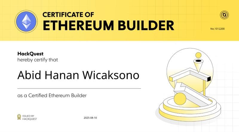 Certificate Certificate of Ethereum Builder