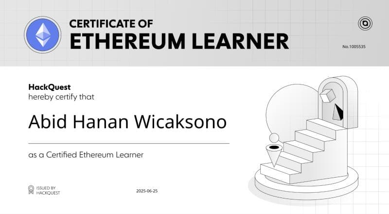 Certificate Certificate of Ethereum Learner