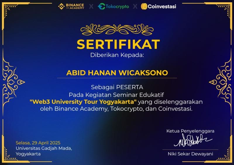 Certificate Web3 University Tour Yogyakarta